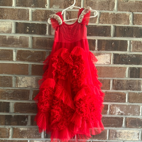 Dollcake Red Ruffled Kids Dress - Picture 1 of 5